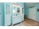 Charming blue bathroom featuring modern vanity, ample storage, and stylish fixtures for a relaxing experience at 3901 Parkers Fry None, Fort Mill, SC 29715
