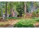 Lush backyard with a shed, patio area, and various plantings for outdoor enjoyment at 394 Runnymede Dr, Rock Hill, SC 29732