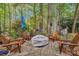 Cozy fire pit area with Adirondack chairs nestled in a wooded backyard setting at 394 Runnymede Dr, Rock Hill, SC 29732