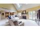 A spacious living room with vaulted ceilings, a fireplace, and an open concept design at 4721 Myers Ln, Harrisburg, NC 28075