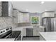 Contemporary kitchen featuring stainless steel appliances, sleek cabinetry, and stylish backsplash, creating a modern cooking space at 6127 Rosecrest Dr, Charlotte, NC 28210