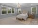 Spacious bedroom featuring neutral walls, decorative lighting, and two large windows at 8008 Hudson Mill Dr, Waxhaw, NC 28173