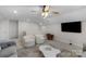 Bright bonus room featuring a ceiling fan, TV, comfortable seating, and stylish decor at 8008 Hudson Mill Dr, Waxhaw, NC 28173
