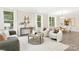 Cozy living room featuring large windows, contemporary furnishings, and lots of natural light at 8937 Penstemons Dr, Charlotte, NC 28215