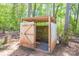 Wooden storage shed with gravel inside, in a wooded area at 912 Westside Dr, Newton, NC 28658