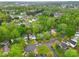 Aerial view of a lush neighborhood featuring mature trees and manicured lawns at 9209 Rotherham Ln, Charlotte, NC 28216