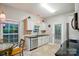 Bright kitchen featuring white cabinets, stainless steel appliances, and a cozy breakfast nook near the window at 9209 Rotherham Ln, Charlotte, NC 28216