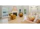 Bright living room featuring a fireplace, large windows, and stylish furnishings under a vaulted ceiling at 9209 Rotherham Ln, Charlotte, NC 28216