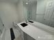 Bathroom features a modern vanity with quartz countertop and subway tile shower at 1300 Queens Rd # 210, Charlotte, NC 28207