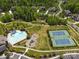 Aerial view of community amenities including pool, playground and tennis courts at 13044 Fen Ct, Huntersville, NC 28078