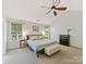 Spacious bedroom with vaulted ceiling, large windows, and a ceiling fan provides ample natural light and comfort at 2805 Bathgate Ln, Matthews, NC 28105