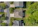 Aerial view of a home features mature trees, manicured lawn, and a fenced backyard at 3060 Drummond Ave, Indian Land, SC 29707