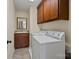 Well-lit laundry room features modern washer, dryer, and cabinet storage at 3060 Drummond Ave, Indian Land, SC 29707