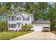 Charming two-story home with gray siding, black shutters, landscaped yard, and attached garage at 7536 Bimini Ct, Sherrills Ford, NC 28673