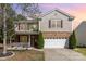 Charming two-story home with a stone facade, two-car garage, and well-manicured landscaping at 7638 Carrington Forest Ln, Matthews, NC 28105