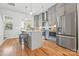 Modern kitchen with gray cabinets, stainless steel appliances, and a center island at 921 E 36Th St, Charlotte, NC 28205