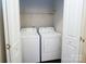 Efficient laundry closet featuring white washer and dryer, maximizing space and convenience in the home at 1333 Rainier Dr, Fort Mill, SC 29708