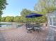A beautiful outdoor patio with a dining area and lake view at 1700 White Pond Ln, Waxhaw, NC 28173