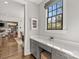 Bright office area has custom cabinets and drawers at 2137 Foxcroft Woods Ln, Charlotte, NC 28211