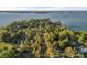 An aerial view showcasing stunning lakefront properties surrounded by lush greenery and mature trees at 300 Yacht Rd, Mooresville, NC 28117