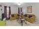 Comfortable living room with matching sofas, dark wood coffee table, and large, bright windows at 3831 Robeson Creek Dr, Charlotte, NC 28270