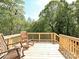 Wooden deck with rocking chairs offering a relaxing outdoor space surrounded by lush greenery at 3914 Cassidy Dr, Waxhaw, NC 28173