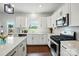 Bright kitchen with white cabinetry, stainless appliances, subway tile backsplash, and island with quartz countertop at 4040 Lauren Elizabeth Dr, Rock Hill, SC 29732