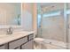 Modern bathroom featuring a single vanity, toilet, and glass-enclosed walk-in shower at 4110 Camden Glen Rd, Lancaster, SC 29720