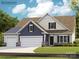 New construction home with a mix of siding textures, a two-car garage, and professionally landscaped front yard at 4110 Camden Glen Rd, Lancaster, SC 29720