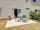 Cozy outdoor patio with seating for four, surrounded by a well-maintained lawn and lush flowering shrubs at 79411 Ridgehaven Rd, Indian Land, SC 29720