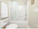 Clean bathroom with a shower and tub combo with updated fixtures and neutral colors at 1103 Hillcrest Ridge Dr, Salisbury, NC 28146
