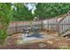 A fenced-in backyard features an outdoor patio space with stylish seating, perfect for relaxation and entertaining at 1824 Hall Ave, Charlotte, NC 28205