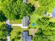 Aerial view showcases the property's layout, featuring a well-maintained backyard with a pool and patio area at 1938 Hickory Dr, Lancaster, SC 29720