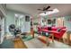 Bright living room with hardwood floors, fireplace, skylight and open floor plan at 2058 Manila Bay Ln, Fort Mill, SC 29708