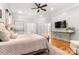 This spacious main bedroom features hardwood floors, trey ceilings, and designer furnishings at 3819 Gleneagles Rd, Charlotte, NC 28210