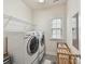 Bright laundry room with washer, dryer, shelving and natural light at 6433 Raffia Rd, Charlotte, NC 28277