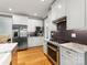 Kitchen featuring stainless steel appliances, granite countertops, and custom white cabinetry at 7409 Tarland Ln, Charlotte, NC 28269