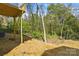 View of the backyard showing the under-deck structure and mulched lot at 76 Snyder Ne Ct, Concord, NC 28025