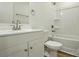 Bright bathroom featuring a vanity and a shower-tub combo, ideal for relaxation and functionality at 76 Snyder Ne Ct, Concord, NC 28025
