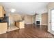 Open floor plan with a kitchen island and fireplace at 11544 Costigan Ln # 8306, Charlotte, NC 28277
