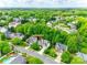 Residential neighborhood aerial view of property at 14818 Hawick Manor Ln amidst lush green trees and well-kept lawns at 14818 Hawick Manor Ln, Pineville, NC 28134