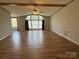 Spacious living room featuring laminate flooring and a vaulted ceiling at 196 Cindy Ln, Kings Mountain, NC 28086