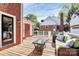 Spacious deck with outdoor seating, offering a relaxing view of the backyard and a brick house at 200 Port Royal Dr, Matthews, NC 28105