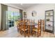 Bright dining room features a rustic wood table, chairs, and sliding glass doors to outdoor space at 2410 Dr Carver Rd, Charlotte, NC 28208