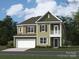 Two-story home featuring a two-car garage, a covered porch, and green siding at 4222 Skyboat Cir, Fort Mill, SC 29715