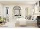 Serene bedroom with a large mirror, neutral tones, and soft textures for a relaxing retreat at 4222 Skyboat Cir, Fort Mill, SC 29715