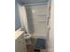Bathroom with a white vanity, toilet, wood-look flooring, and a shower stall with a white curtain at 5029 E Nc 10 Hwy Rd # 6, Catawba, NC 28609