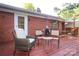 Backyard wood deck features outdoor seating, brick home, and partially covered area at 516 Northgate Ave, Charlotte, NC 28209