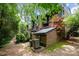 The exterior view highlights the home's private yard with mature trees and a small structure, creating a serene outdoor space at 5807 Sharon Rd # A, Charlotte, NC 28210
