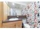 Bathroom featuring a shower with quirky curtain and a vanity at 5807 Sharon Rd # A, Charlotte, NC 28210
